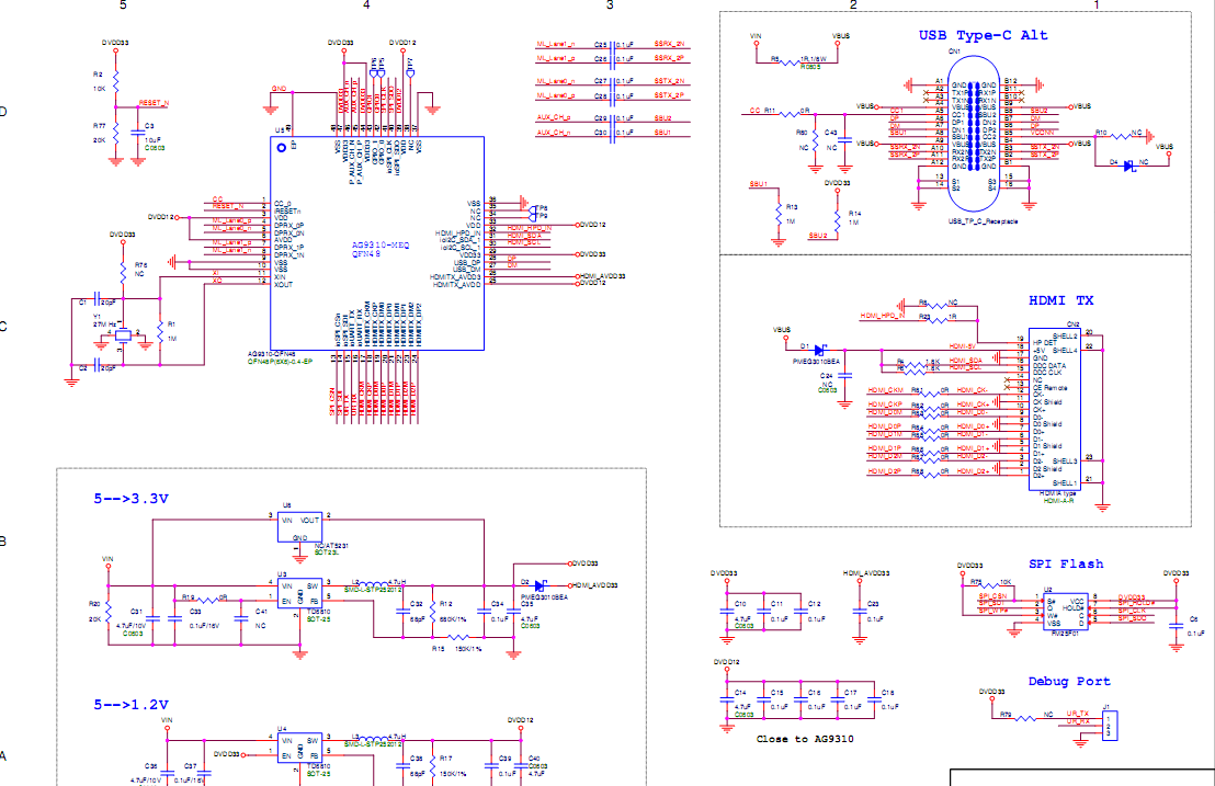 ag9310设计方案|ag9310pcb设计电路|typec转hdmi方案开发