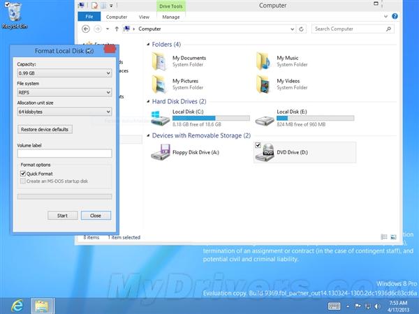 Windows 8.1支持全新文件系统ReFS