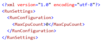 可使用 .runsettings 文件的全局部分中的 MaxCpuCount 设置，启用并行执行测试