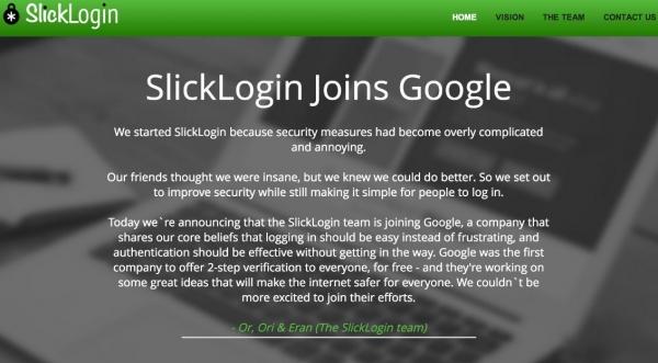 谷歌收购安全初创公司SlickLogin