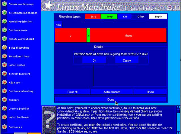 Mandrake 8.0安装器