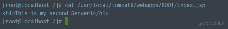 [root@localhost cat /usr/10ca1/tomcat8/webapps/ROOT/index.jsp 
is my second 
[root@localhost / Itt 