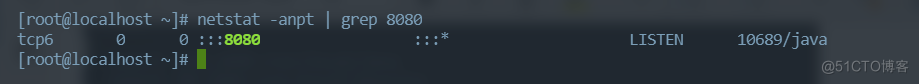 [ root@localhost 
tcp6 
[root@localhost 
netstat 
i 
-anpt I 
grep 8ß8ø 
LISTEN 
1%89/java 
