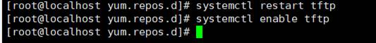 [root@localhost yum. repos . systemctl restart tftp 
[root@tocalhost yum. repos . systemctl enable tftp 
[root@localhost yum. 