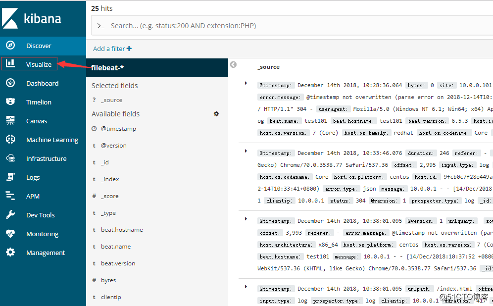 ELK收集Apache的json格式访问日志并按状态码绘制图表