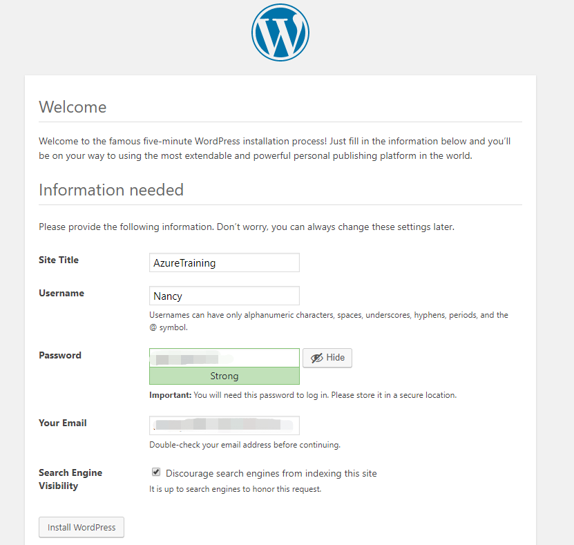 如何使用Azure资源部署WordPress 网站
