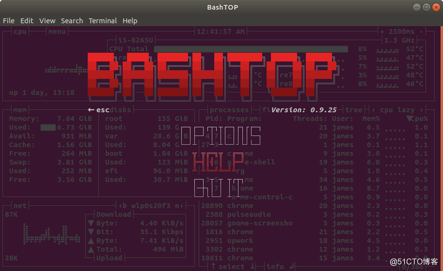 如何在Linux中安装和使用资源监控工具Bashtop？