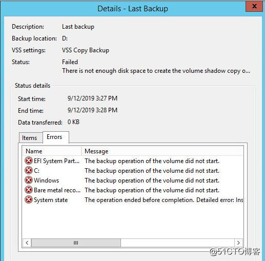 Windows backup issue