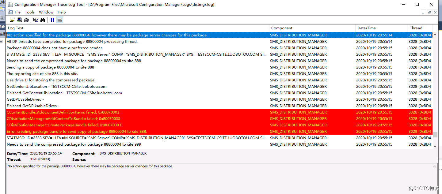 Configuration Manager client upgrade XXX00004 package distribution failed