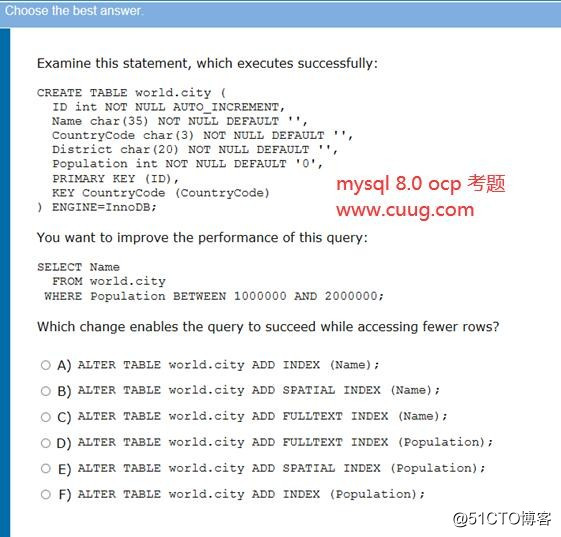 Mysql 8.0 OCP认证考试原题题库整理-第3题（CUUG内部资料）
