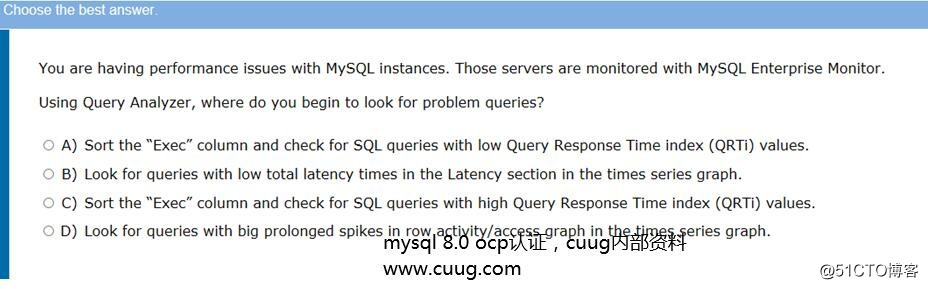 Mysql 8.0 OCP认证考试原题题库整理-第6题（CUUG内部资料）