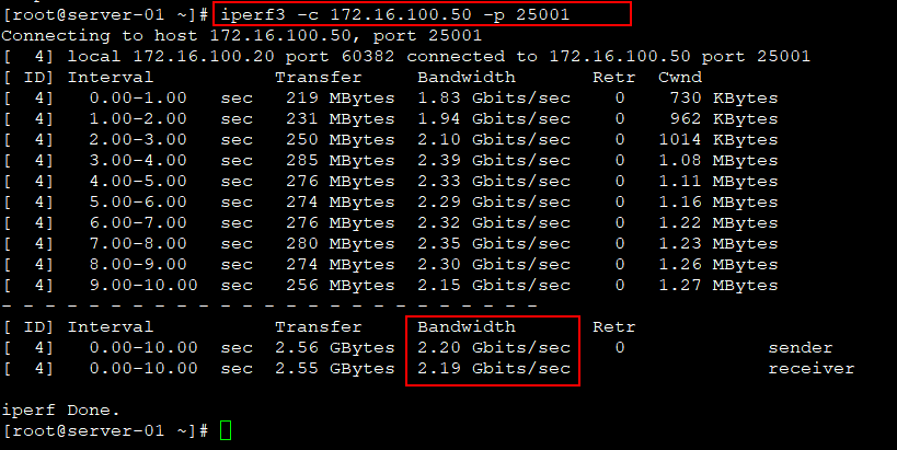 iperf3工具检测网络性能及带宽