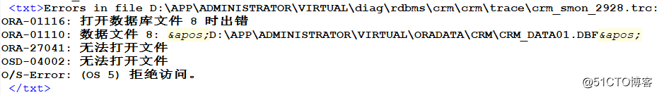 oracle database ORA-00210: unable to open the specified control file