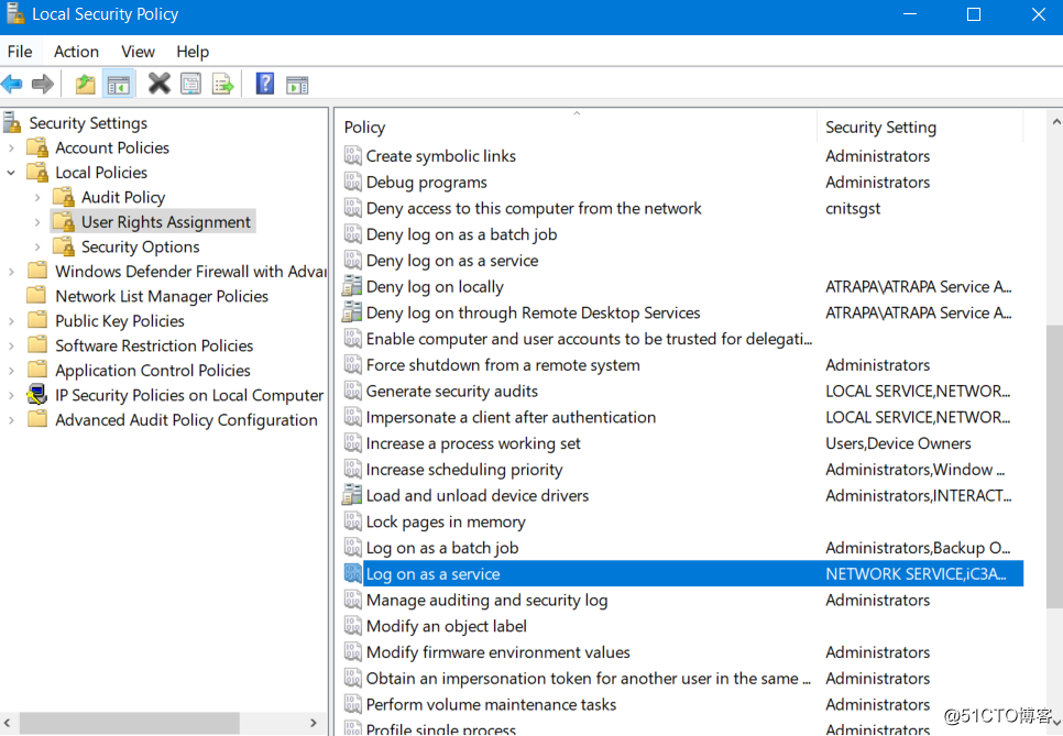 如何配置Windows user具有‘logon as a service’ 权限