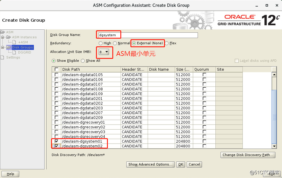 Oracle Linux 7.9+Oracle 12c+ASM安装文档--4、添加ASM磁盘组