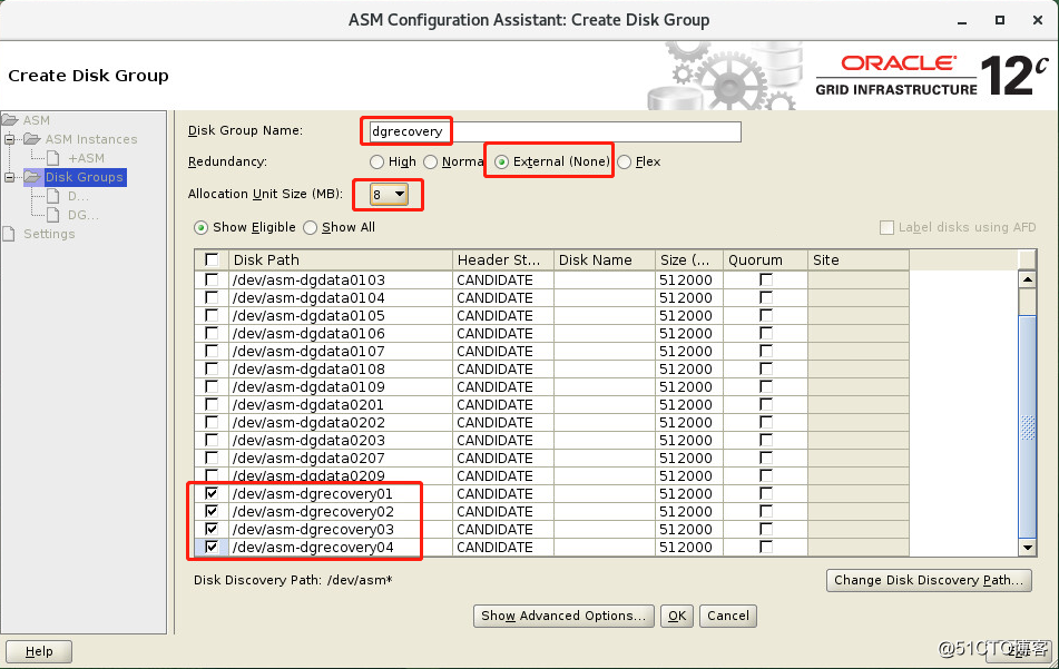 Oracle Linux 7.9 + Oracle 12c + documento de instalação ASM-4, adicionar grupo de discos ASM