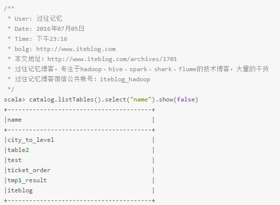 Spark 2.0介绍：Catalog API介绍和使用