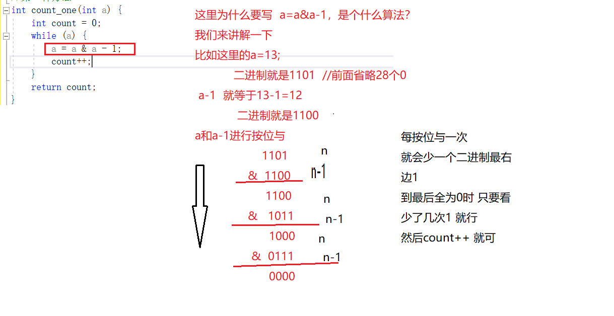 编程题：统计二进制中1的个数