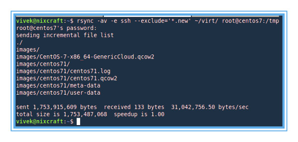 Scp exclude files but using rsync exclude command