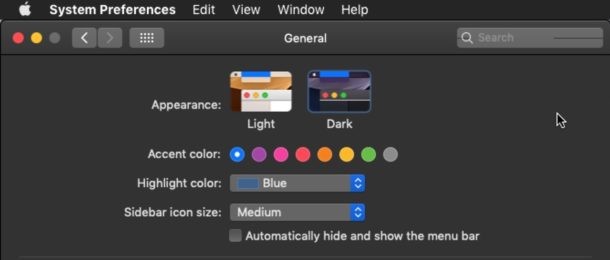 macOS上的暗色设置