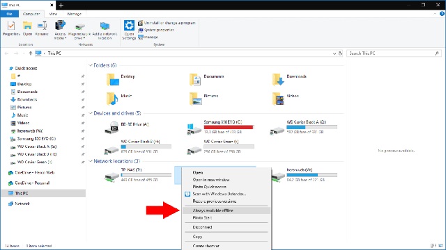 如何在Windows 10中脱机时使用网络文件共享