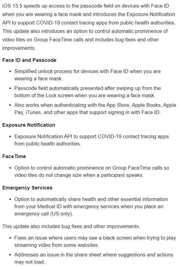 iOS 13.5 的开发者测试版本放出，戴口罩解锁将更加方便