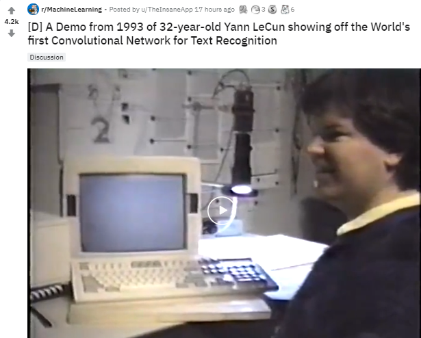 LeCun又火了！93年演示首个文本识别CNN视频冲上Reddit热榜