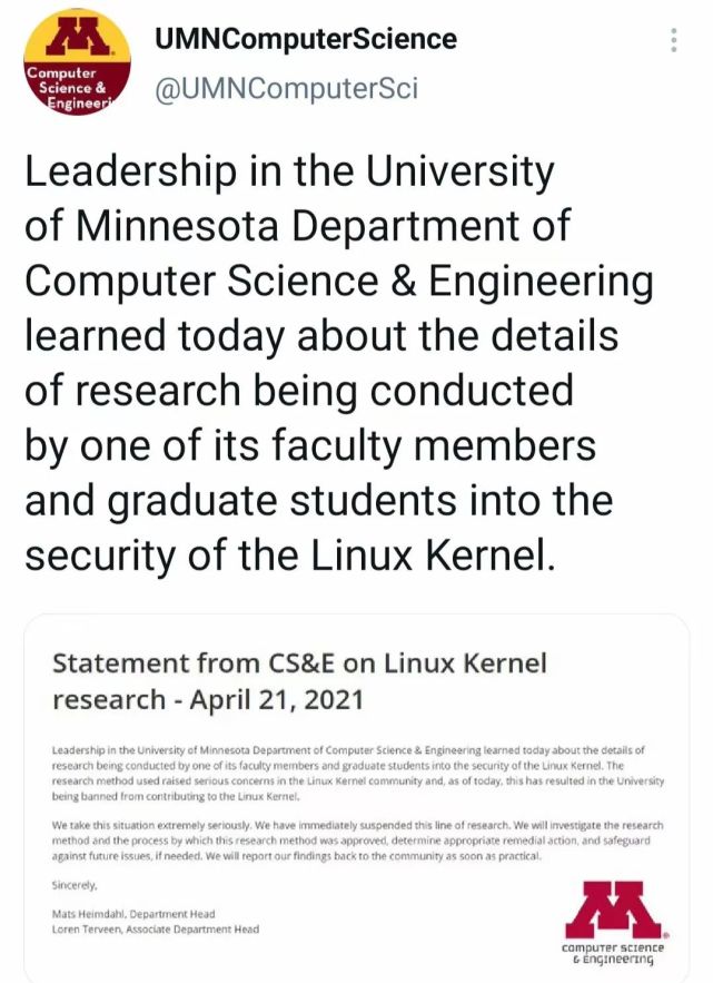 为写论文向Linux提交「恶意代码」，结果整个大学都被Linux封了