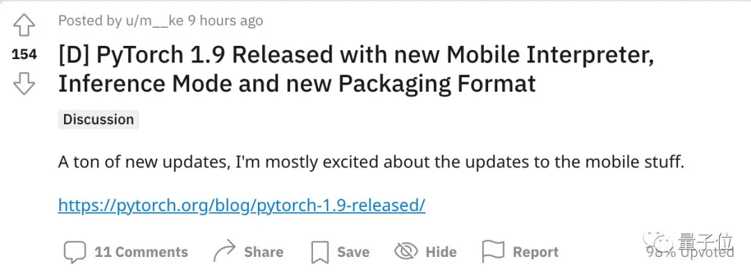 PyTorch 1.9发布！移动端疯狂更新，网友：我的最爱