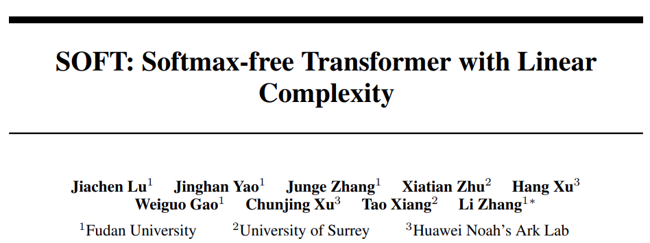 解决Transformer固有缺陷：复旦大学等提出线性复杂度SOFT