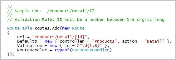 一个我们可以用到象 /Products/Detail/43 这样的URL身上的自定义的验证规则