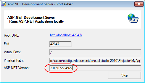 使用内置的Visual Studio web服务器
