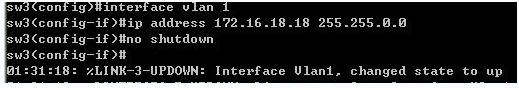 配置SW3的VLAN1的IP地址