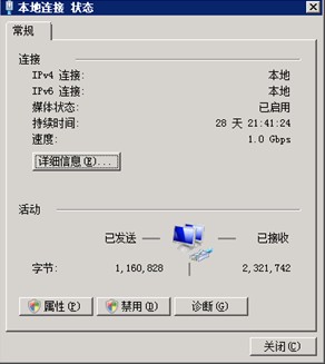 图4 Windows 2008 网络连接