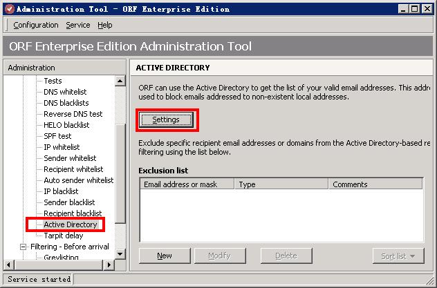 ORF利用Active Directory过滤垃圾邮件之配置