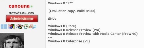 传Windows 8 RP有三个版本供用户选择