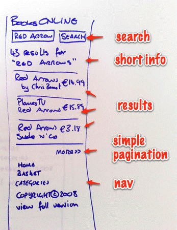 Sketch of search page