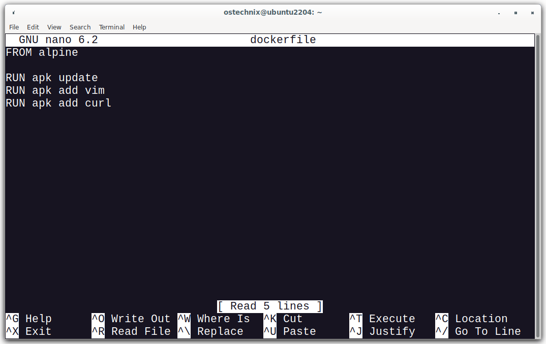 Dockerfile For Alpine Linux
