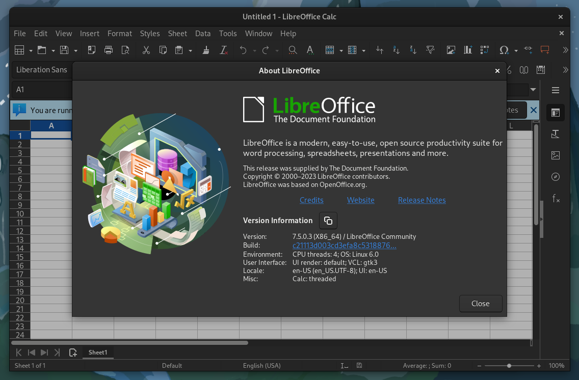LibreOffice 7.5 Calc 截图
