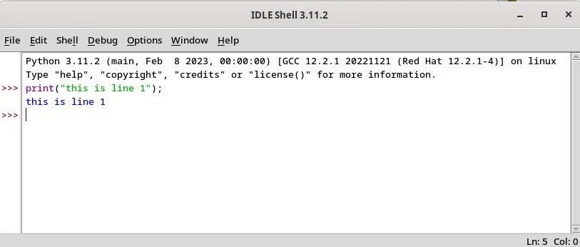 在 IDLE 中运行一个简单的 Python 语句