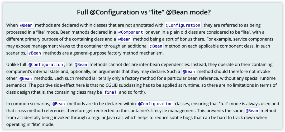 @Configuration 注解的 Full 模式和 Lite 模式！