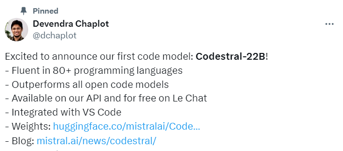 Mistral 开源代码模型夺得王座！Codestral疯狂训练超80种语言，国内通义开发者请求出战！-AI.x社区